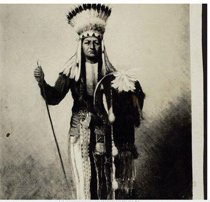 This image shows a Cheyenne Chief who was captured and taken as a prisoner.