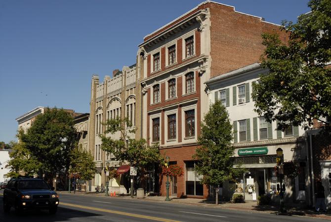 Exterior of 25 and 27 West High apartment buildings. 