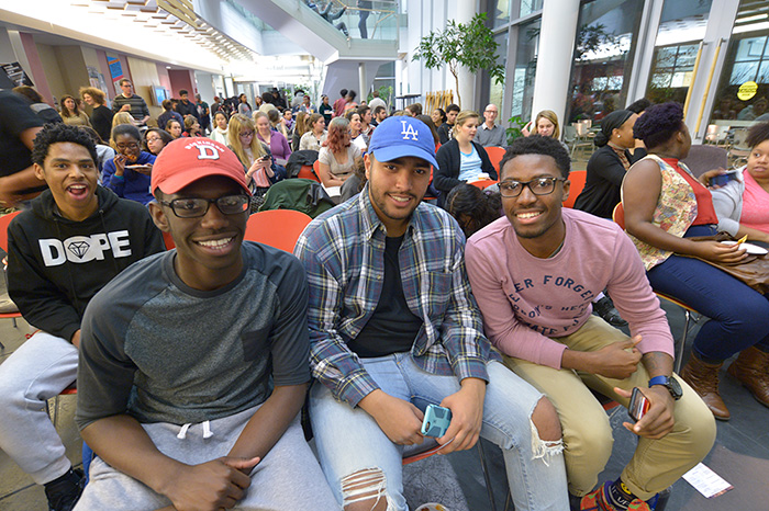 Students came to the Rector Atrium to attend the 2015 Diversity Monologues