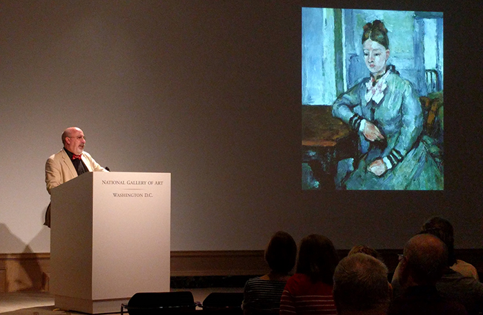 Eric Denker '75, senior lecturer and head of tours at the National Gallery of Art, delivers a lecture on Cezanne's Portraits during the April 28 regional event.