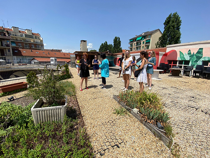 Students visited a rooftop garden in Torino, where they met with Delphine Dall'Agata ’17.