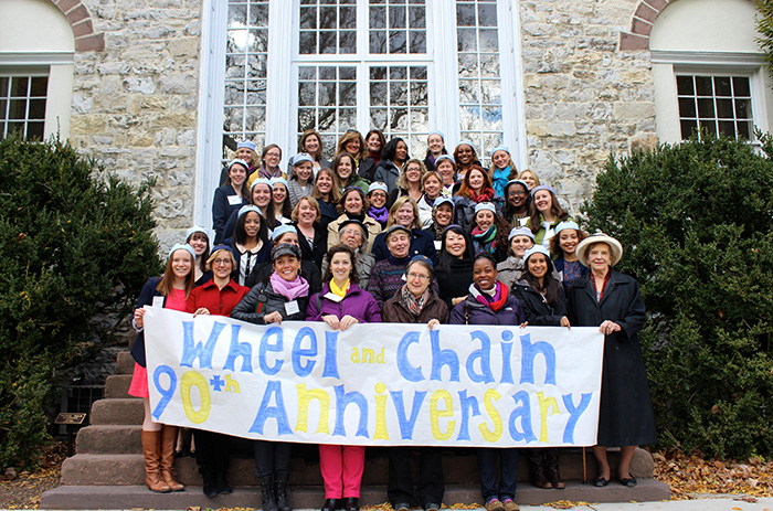Members of Wheel and Chain gathered on campus to celebrate their anniversary.