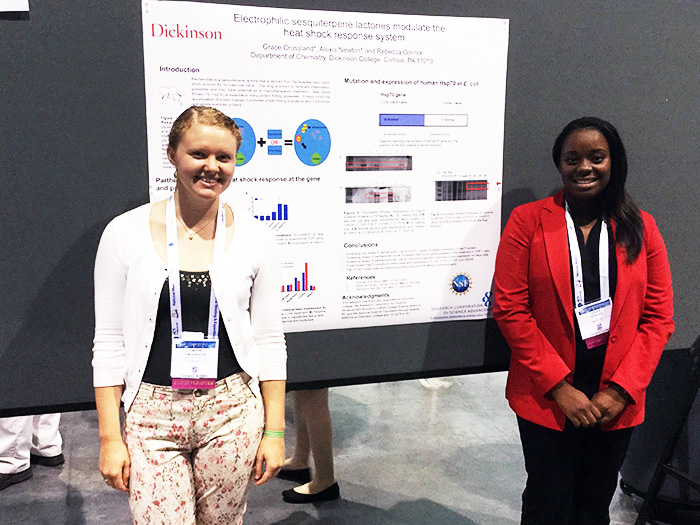 Grace Crossland '18 and Alexis Newton '17 presented research at the 250th-annual American Chemical Society exposition.