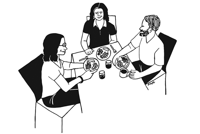 At the table, illustration by Amanda Chilton