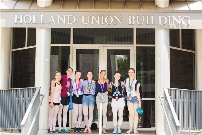 Participants from the CPYB summer program pose in front of the HUB at Dickinson. 2017 photo by Joel Thomas Photography.
