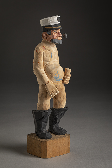 Anthony Cervino, Stitchless, 2023, carved wooden sailor souvenir, 10 in. (25.4 cm).