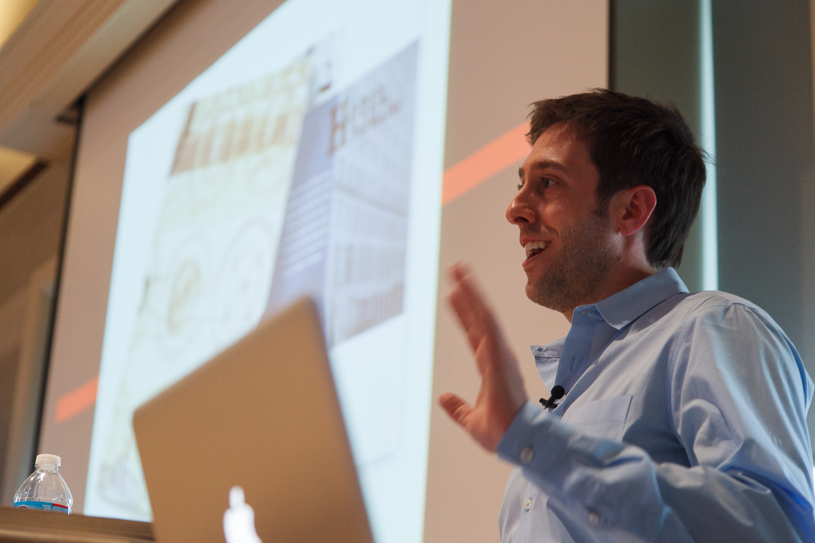 Chris Maier speaks to a group of students