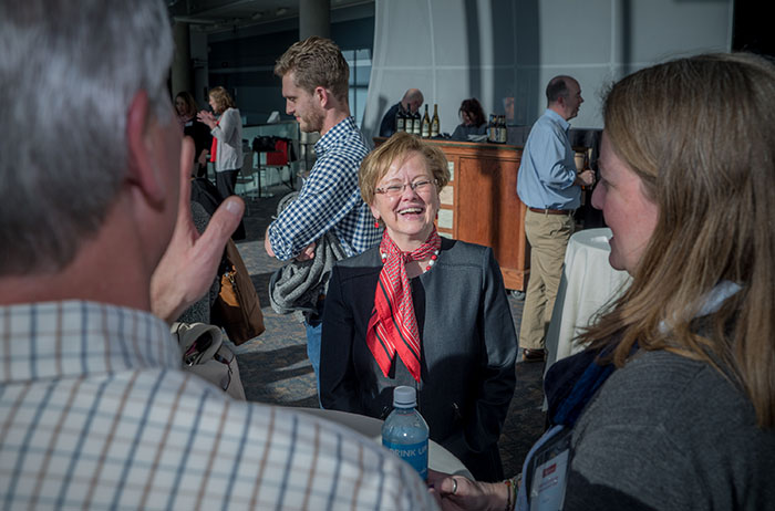 "I've connected with about a thousand alumni all across the country, and I'm happy to connect with you," said President Margee Ensign, during a Denver stop along her Useful Education for the Common Good tour.