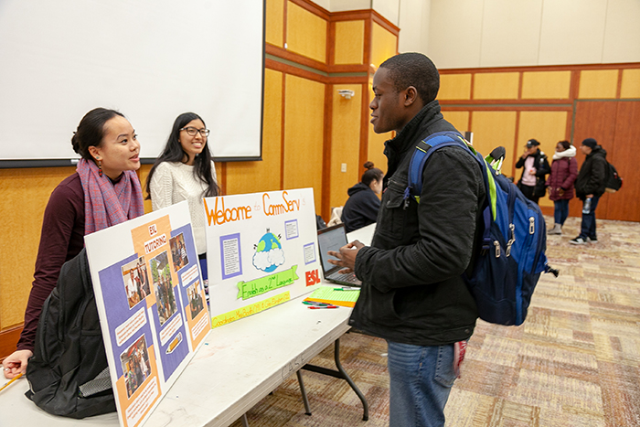 Students interact with service groups on campus to learn about opportunities to get involved in the local community.