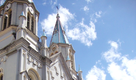 Detail of a church in Cuenca, Ecuador