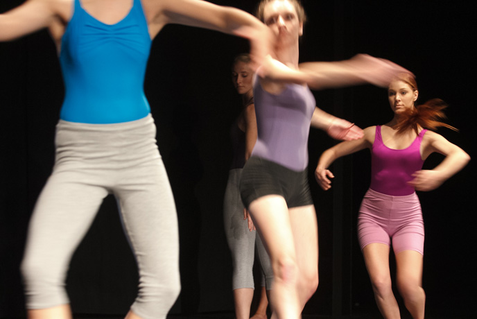 Students perform a recital of works by guest-choreographer Pam Tanowitz