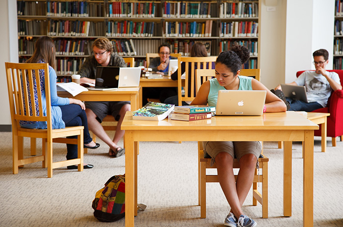Students study in the Waidner-Spahr library. Photo by Carl Socolow '77.
