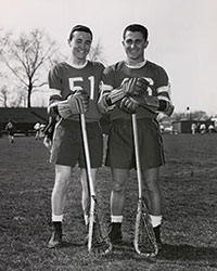 Sam Rose ’58 (right) with lacrosse teammate Don O’Neill ’58 during their senior year. 