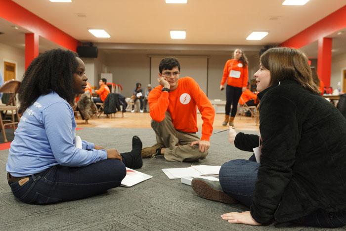 students work through exercises during the emerging leaders retreat