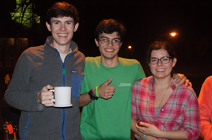Students pose during the Energy Challenge bonfire. Photo by Matt Atwood '15.