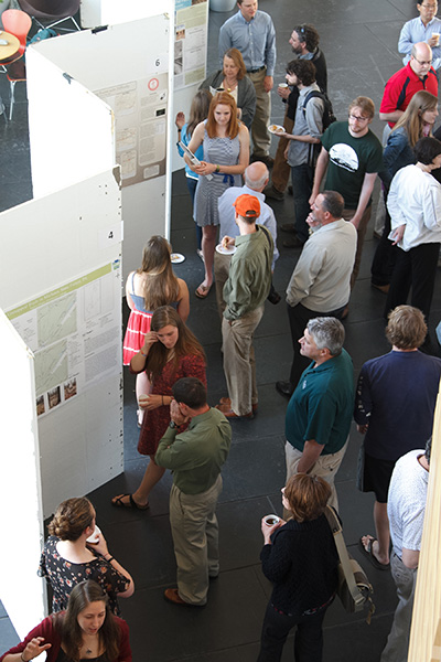 Students present GIS projects during the annual symposium. Photo by Carl Socolow '77.