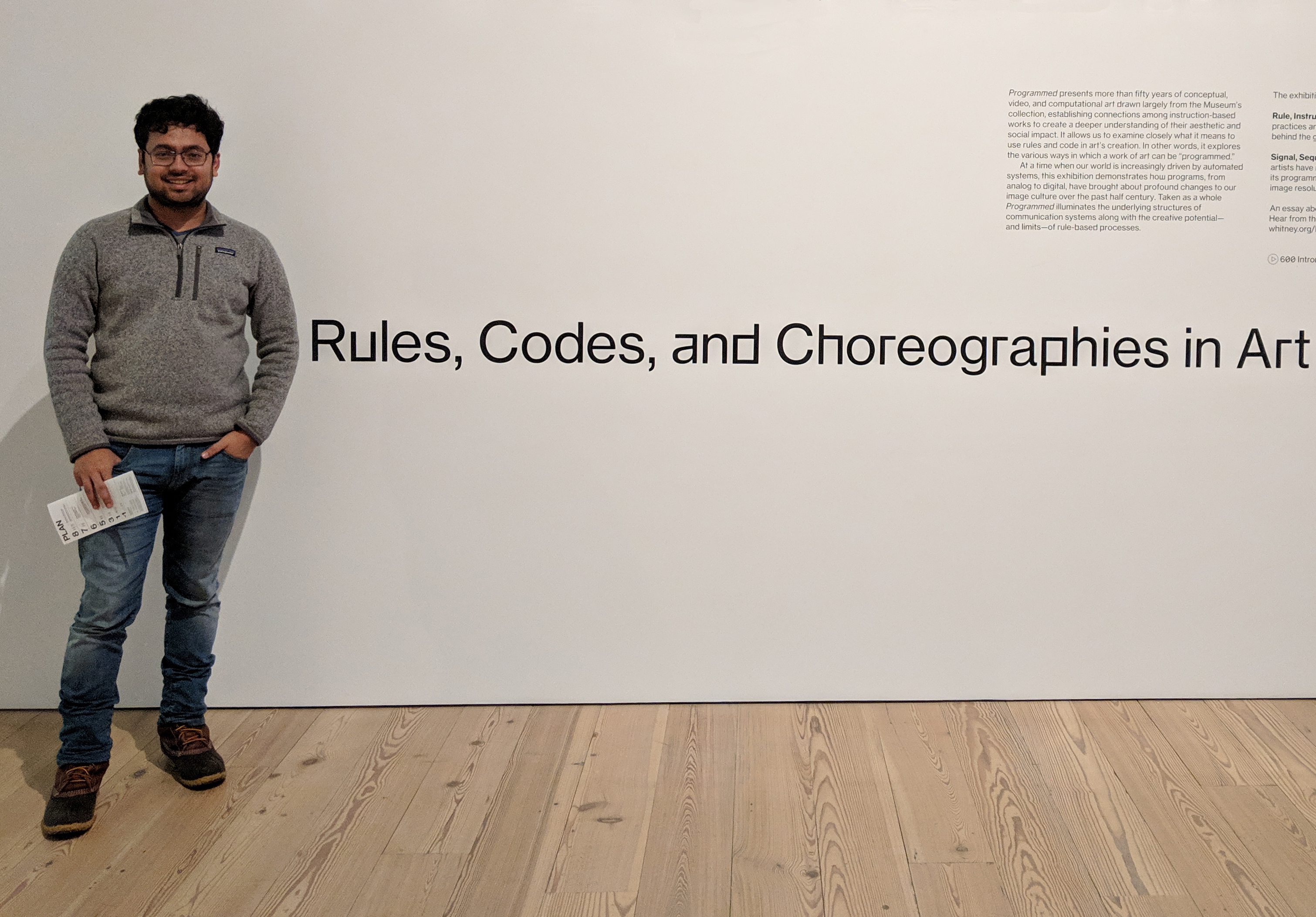 Ashir Borah '19, at an exhibition exploring computers and art.