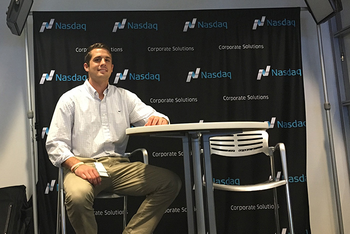 Declan Wasp '19 is taking pointers from what he's learning as a marketing specialist intern at Nasdaq ahead of graduation next year.