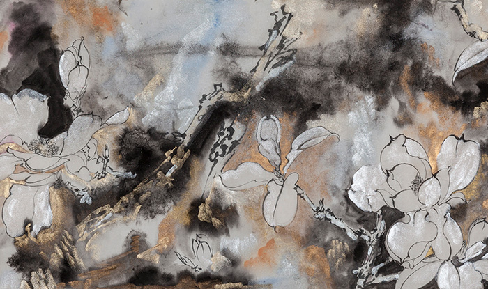 Libin Wang '16: Mountain Xiangshan, 2016, watercolor and ink on rice paper, 14 x 28 in.