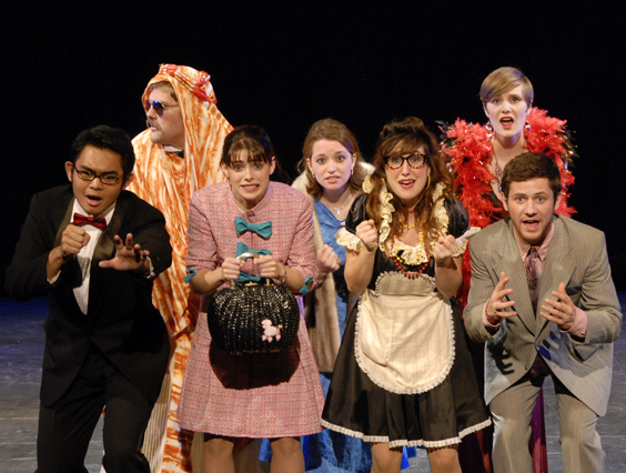 This webpage shows a photo from the Fall 2010 performance of Lucky Stiff.