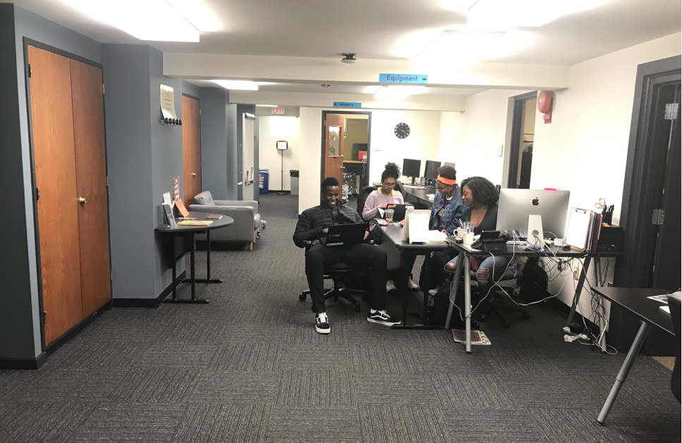 Media Center Main Hall and Students 