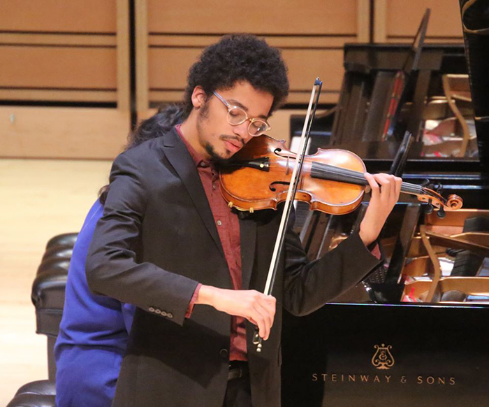 student musician performing at Dickinson college
