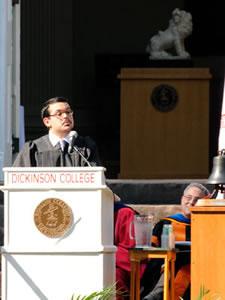 Student Senate President and Posse Scholar Juan Carlos Flores '11 speaks at the 2010 Convocation.
