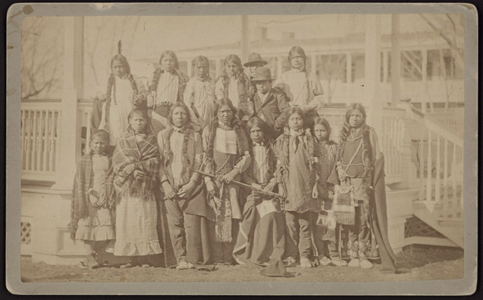 A group of Northern Arapaho and Shoshone children who arrived at Carlisle on March 11, 1881. Image courtesy of Dickinson College Archives & Special Collections.