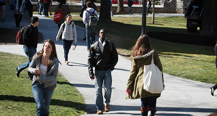 Students walking at Dickinson 
