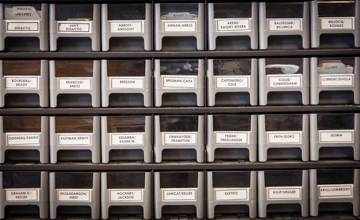 Slide Drawers from the Visual Resources Center. Photographed by Andrew Bale. 