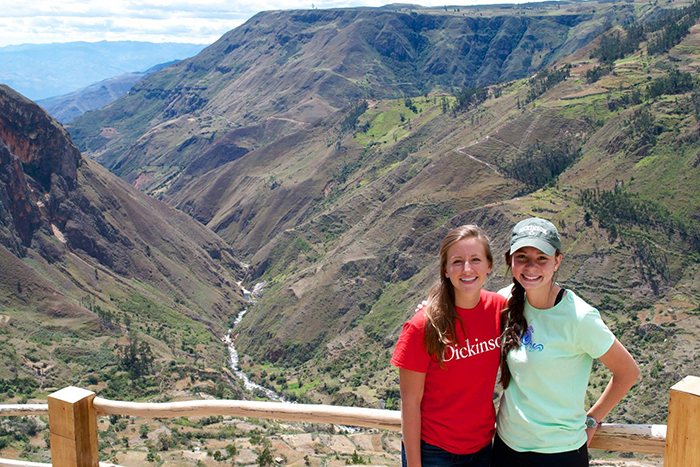 After a service trip to Ecuador (shown above) Seniors Natalie Cassidy (left) and Audrey Ling studied abroad in Argentina and conducted original research.
