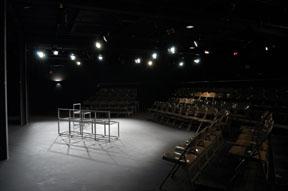 shows the cubiculo stage with lighting frames and seating