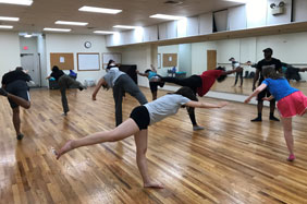 Dancing students in class