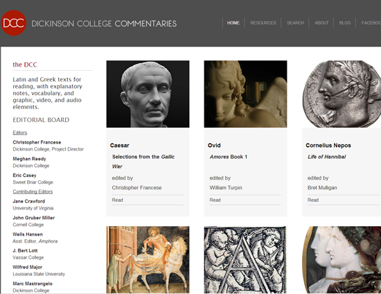 Screenshot of the Digital College Commentaries website.