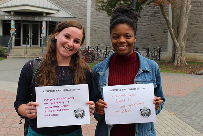 Students show support for the cause during a Nov. 2 rally on campus.