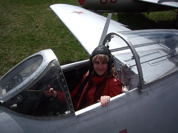 Irina Filippova in an airplane.