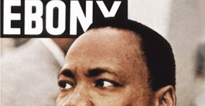 Detail of a May, 1968 cover of Ebony magazine featuring Martin Luther King, Jr. An exhibit on the history of the magazine is part of the 2017 symposium.