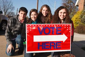 Picture of student volunteers on election day