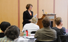 Nancy Sommers delivers a workshop to faculty in Fall 2010.