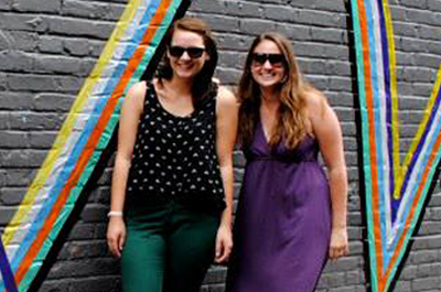 Elizabeth Grazioli '09 (right) founded ArtSee, a specialty marketing and events service for artists. Above, she poses with former intern Aleksa D'Orsi '15.
