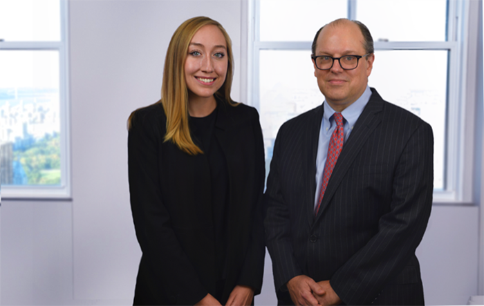 Zoe Kaminski '18 (left), a former Dickinson IB&M major, and Holcombe Green '92, who majored in philosophy, now work together at Lazard, a top global finance firm.