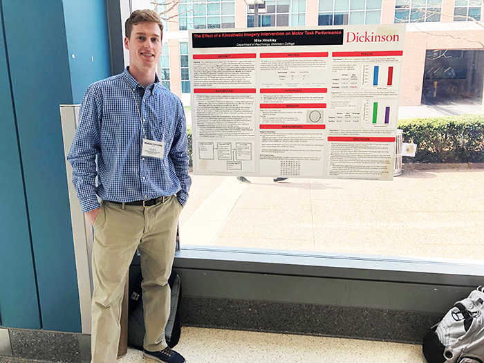 Mike Hinckley '19 (economics, psychology) presents original research during the 2019 Northeast Atlantic Sports Psychology (NASP) Conference at Temple University.