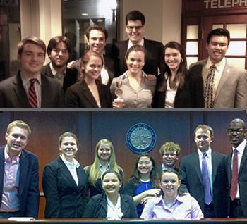 Group shots of Dickinson's two mock trial teams.