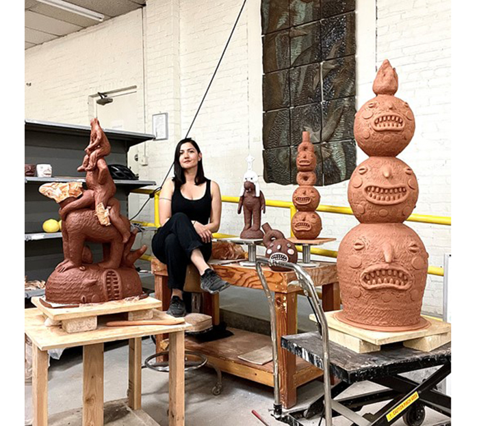 Natalia Arbelaez in the studio. Photo courtesy of the artist.