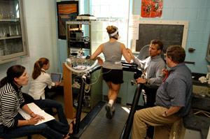 Photograph of a student on a treadmill