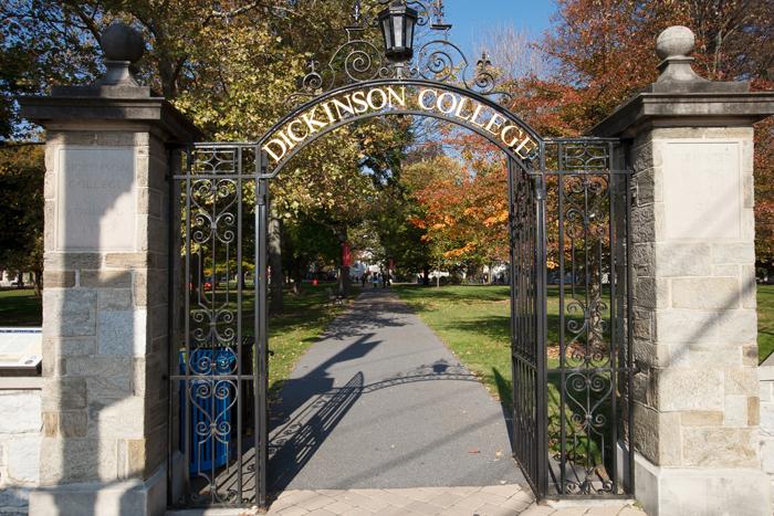 A gate on the Dickinson College campus.