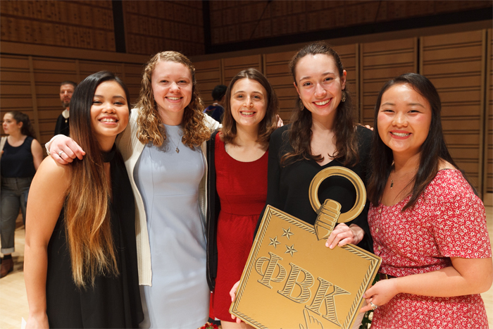 New Phi Beta Kappa inductees pose after a Commencement Weekend ceremony in their honor. Photo by Carl Socolow '77.