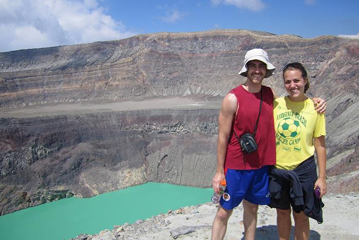 Peace Corp volunteers Brendan Hughes '08 and Lindsey Hazel '09 took some time to visit the Santa Ana volcano in El Salvador. Both chose the Peace Corp because of their interest in international development while working at the grassroots level.