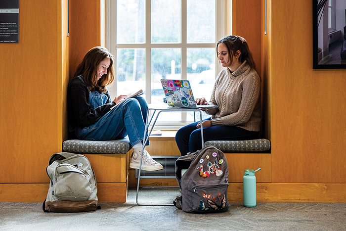 Students studying in the library