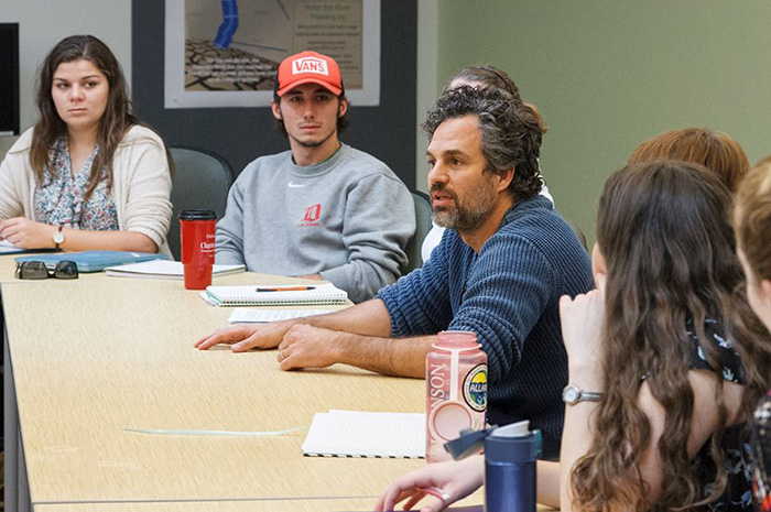 Mark Ruffalo visits a classroom at Dickinson College